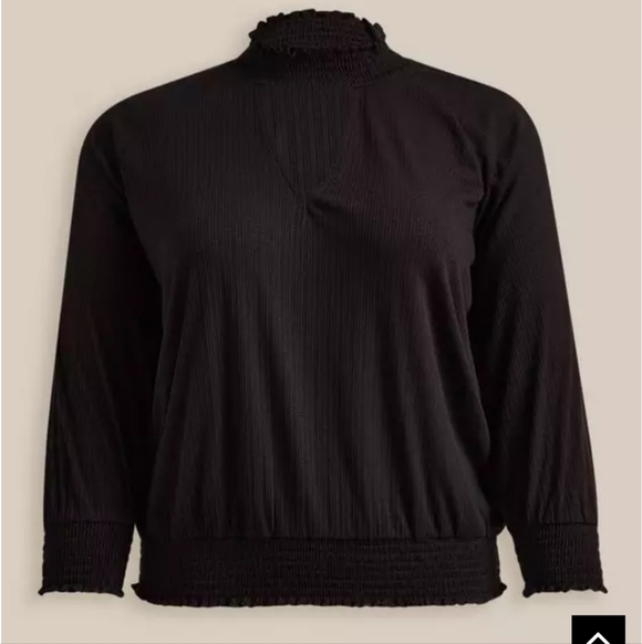 Torrid Textured Jersey Choker Neck Smocked Bottom Top Deep Black Size 3X - Picture 5 of 5